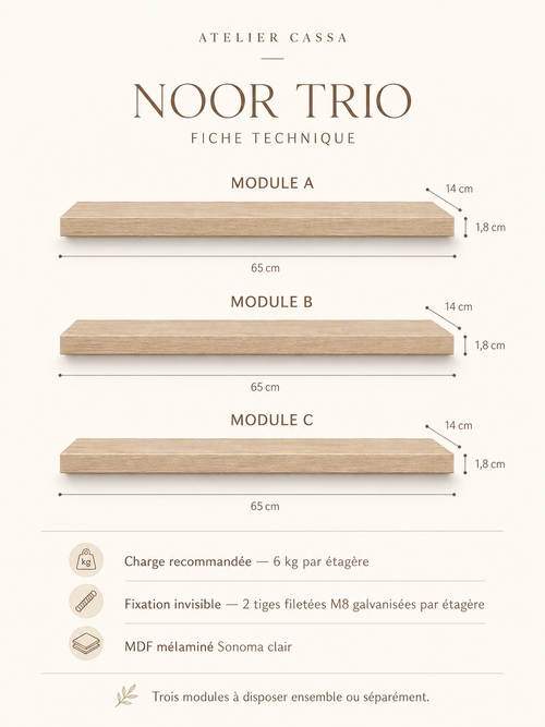 NOOR TRIO — Trio d’étagères flottantes Sonoma