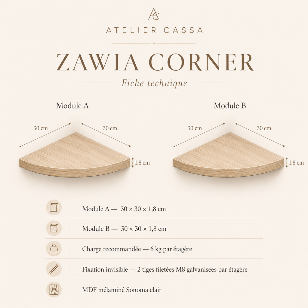 ZAWIA — Duo d’étagères d’angle Sonoma