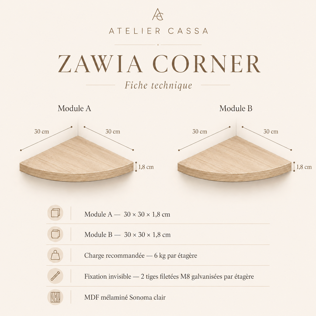 ZAWIA — Duo d’étagères d’angle Sonoma