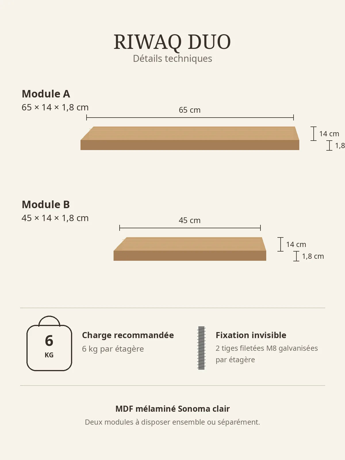 RIWAQ DUO — Duo d’étagères flottantes