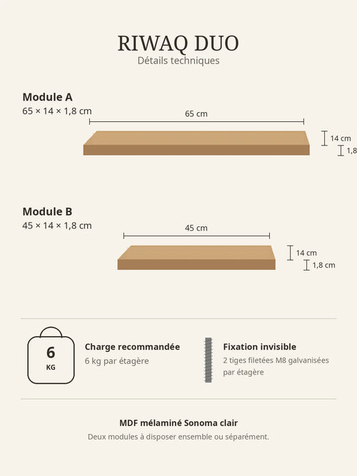 RIWAQ DUO — Duo d’étagères flottantes